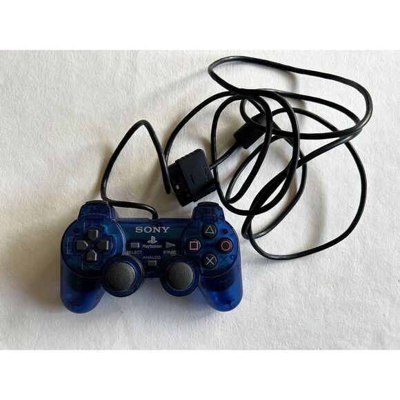 Sony PlayStation 2 PS2 Ocean Blue Clear Controller DualShock 2 SCPH-10010 Tested - Picture 1 of 3